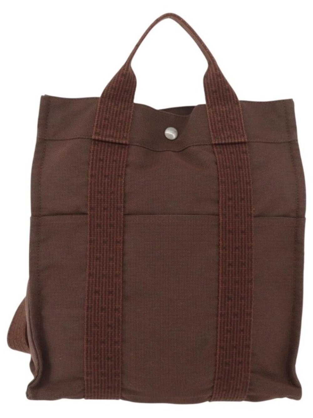 HERMES Her Line Sac A Dos Backpack Canvas Brown Silver Auth ARZ289 - Picture 3 of 16